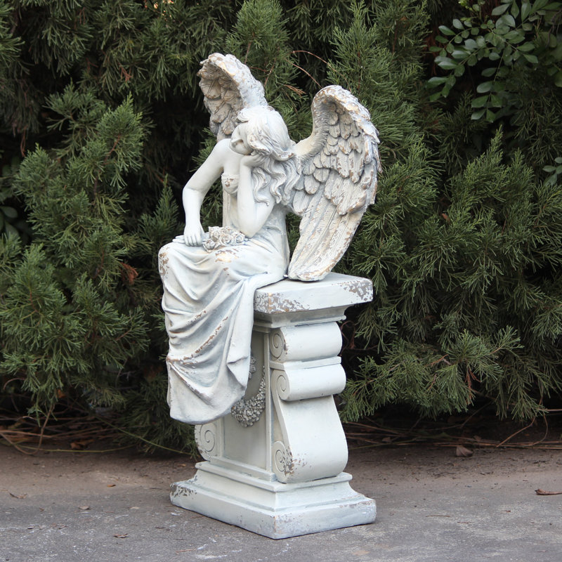 Trinx Angel on Pedestal Magnesium Garden Statue & Reviews | Wayfair
